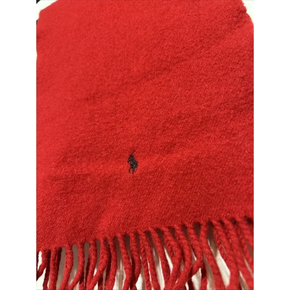 Ralph Lauren Polo Red‎ 100% Lambswool Fringe Scarf